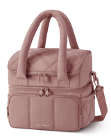 Camel double layer quilted insulated lunch tote for work and travel