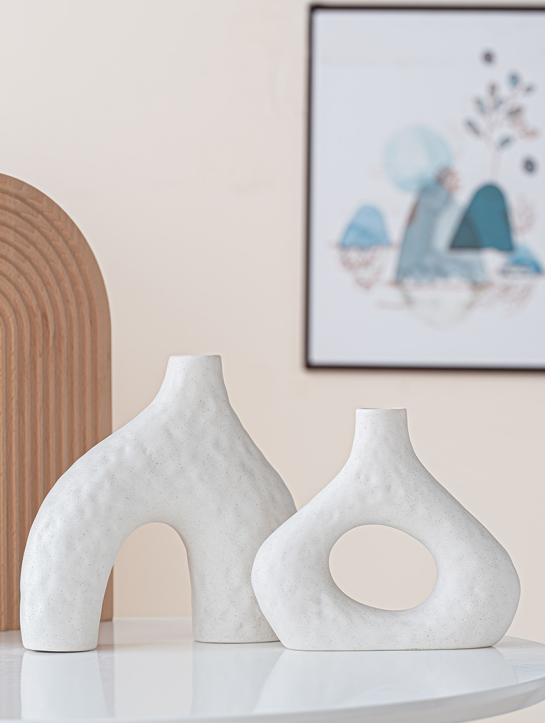 Trevi Ceramic Vase Set, White, 2pcs
