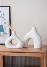 Trevi Ceramic Vase Set, White, 2pcs