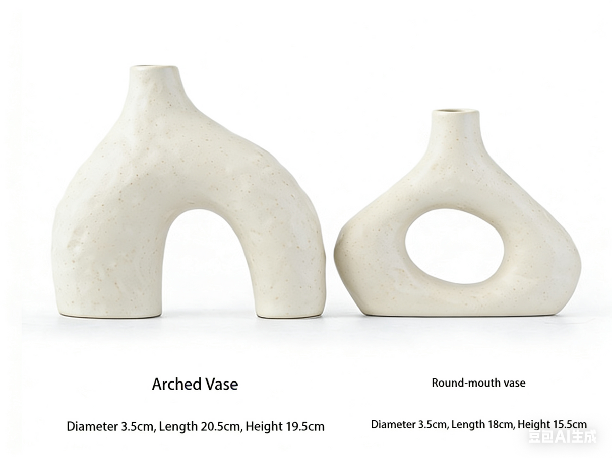 Trevi Ceramic Vase Set, White, 2pcs