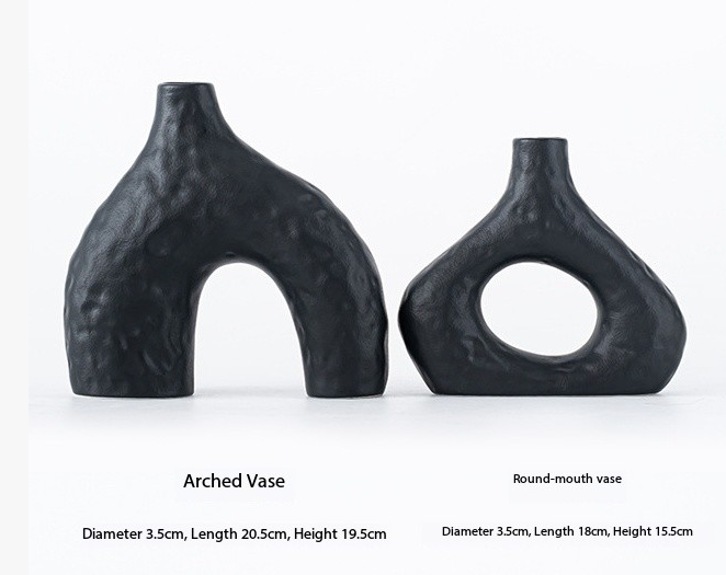 Trevi Ceramic Vase Set, Black, 2pcs