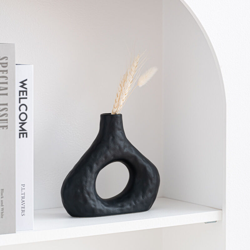 Trevi Ceramic Vase Set, Black, 2pcs
