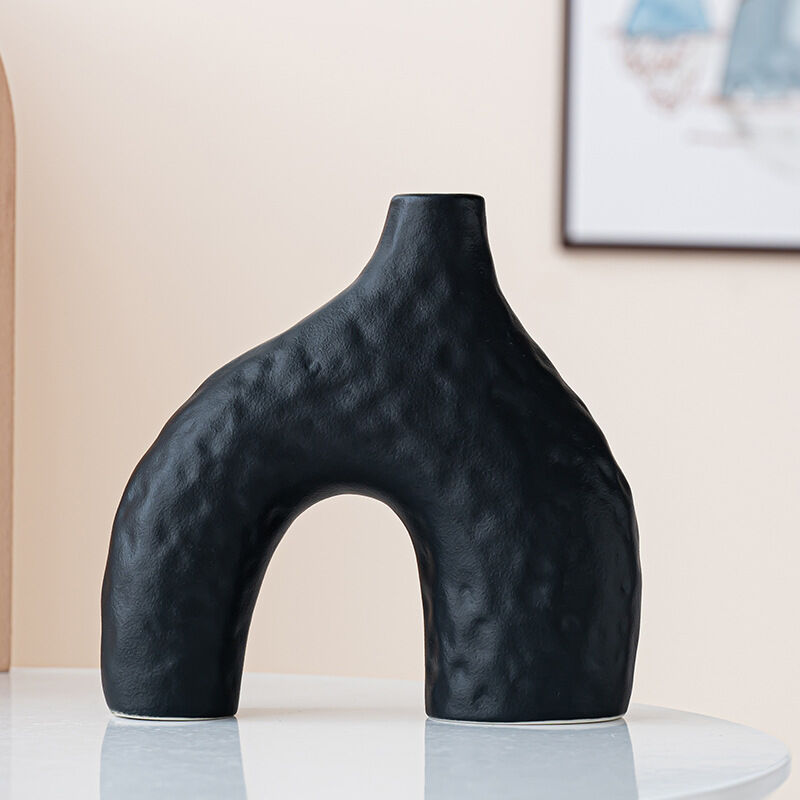 Trevi Ceramic Vase Set, Black, 2pcs