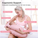 Pink multipurpose nursing pillow with adjustable waist strap