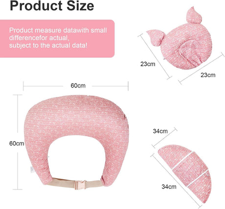 Pink multipurpose nursing pillow with adjustable waist strap