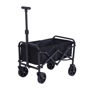 Folding camp wagon with retractable handle and sturdy wheels for outdoor trips