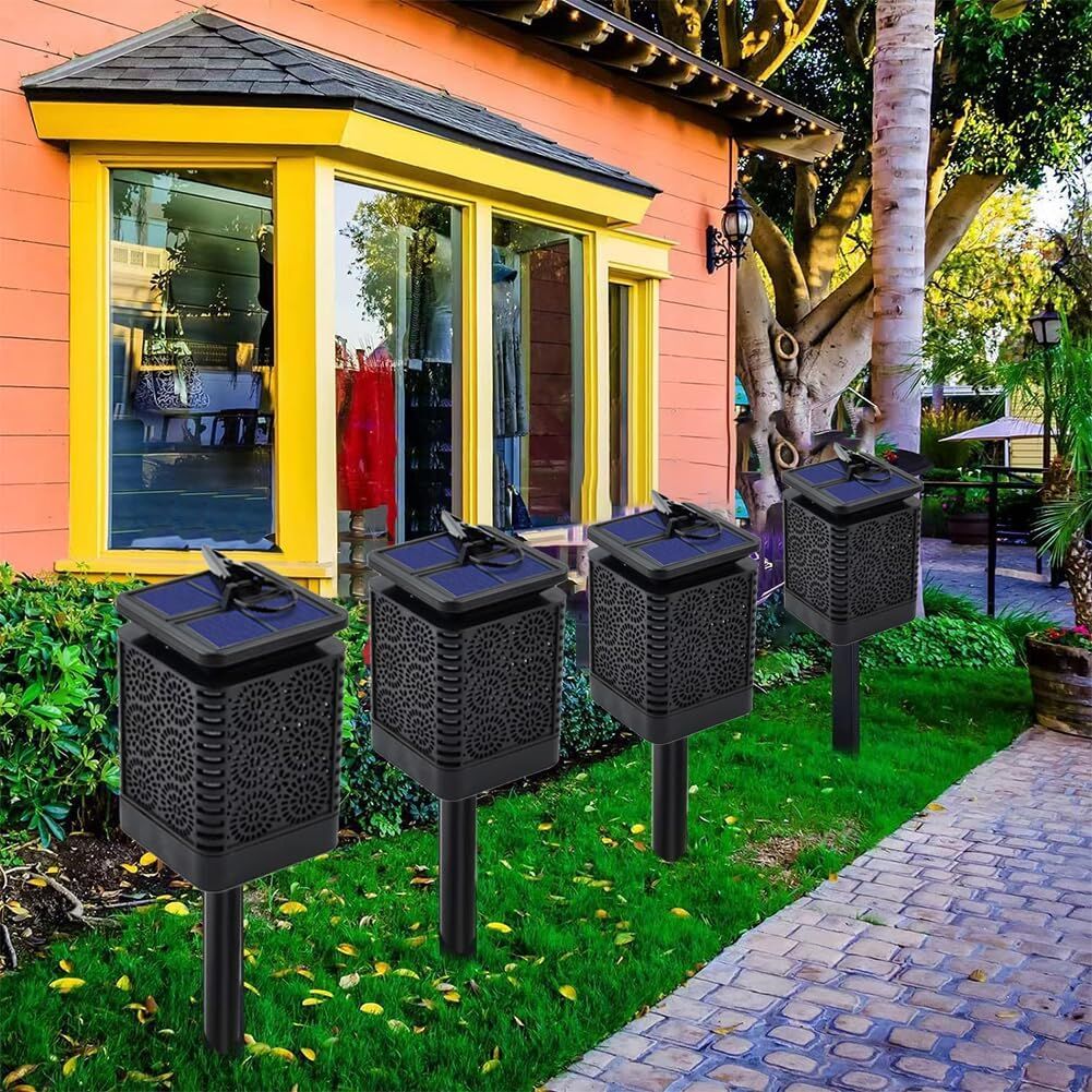 Solar Garden Stake Lights Floral Pattern 12 LED Outdoor Decorative 4 Pack — Allure Home Collections