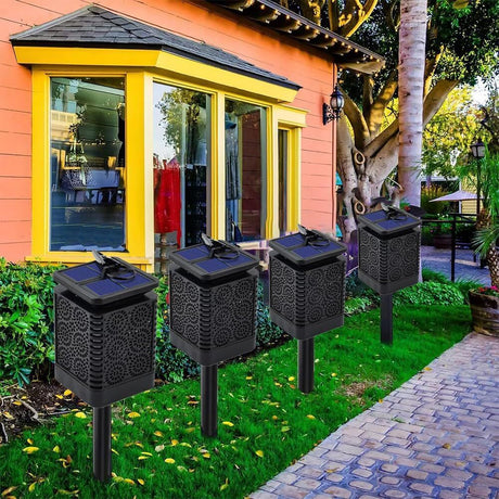 Solar Garden Stake Lights Floral Pattern 12 LED Outdoor Decorative 4 Pack — Allure Home Collections