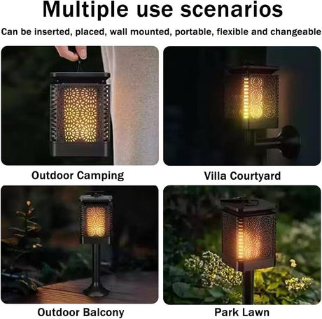 Solar Garden Stake Lights Floral Pattern 12 LED Outdoor Decorative 4 Pack — Allure Home Collections