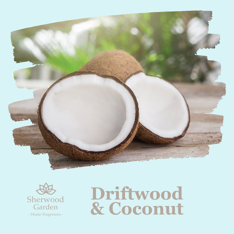 Driftwood & Coconut Soy Candle Tin 165g label detail