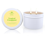 Tropical Frangipani soy candle in a tin