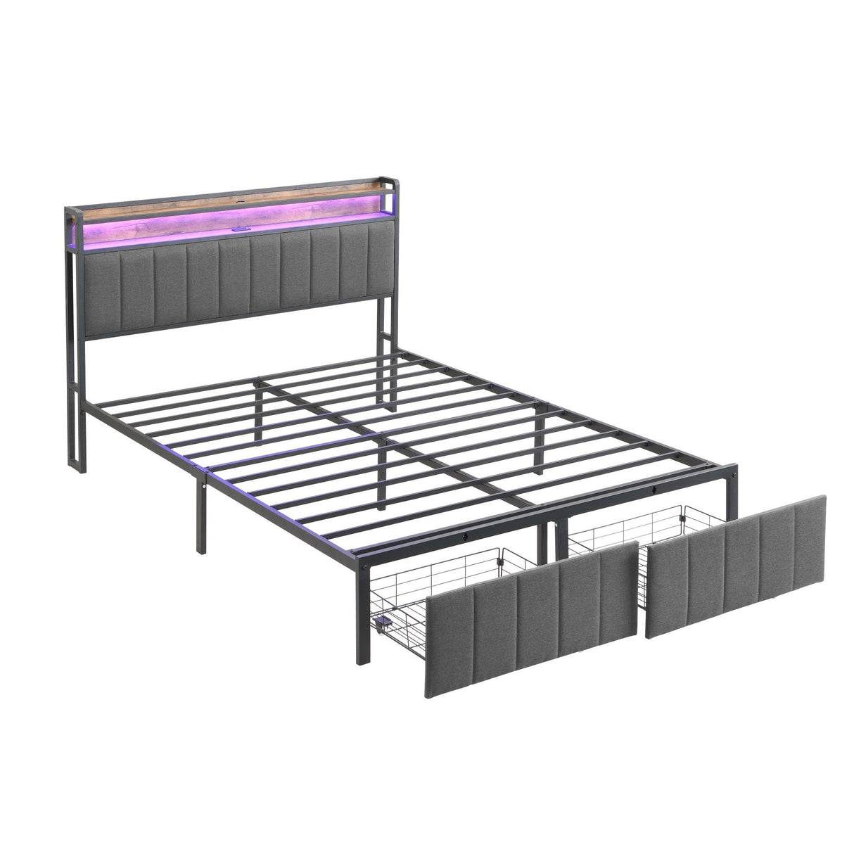 Sutri Double Storage Bed Frame, Grey