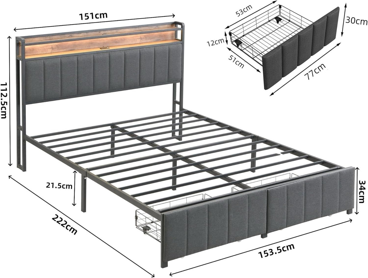 Sutri Queen Storage Bed Frame, Grey