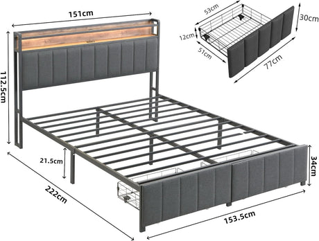 Sutri Queen Storage Bed Frame, Grey