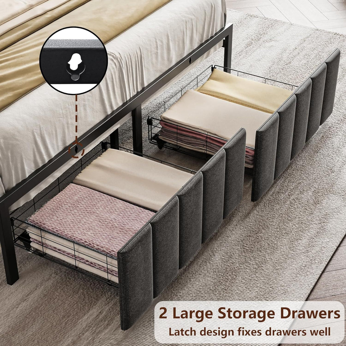 Sutri Queen Storage Bed Frame, Grey