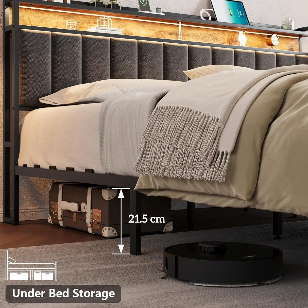 Sutri Queen Storage Bed Frame, Grey