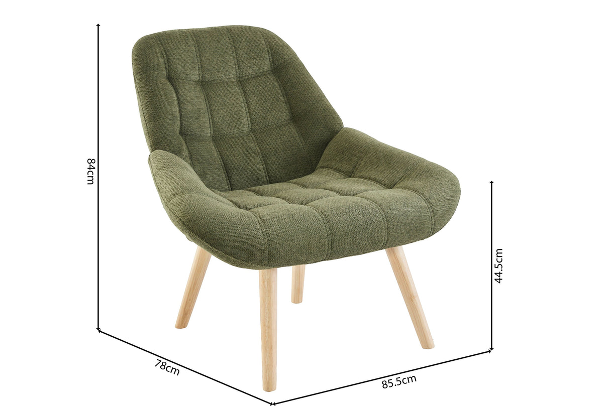 Hargraves Wingback Chair, Olive Green Fabric
