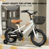 Kids Bike with Training Wheels White 3 to 7 Years