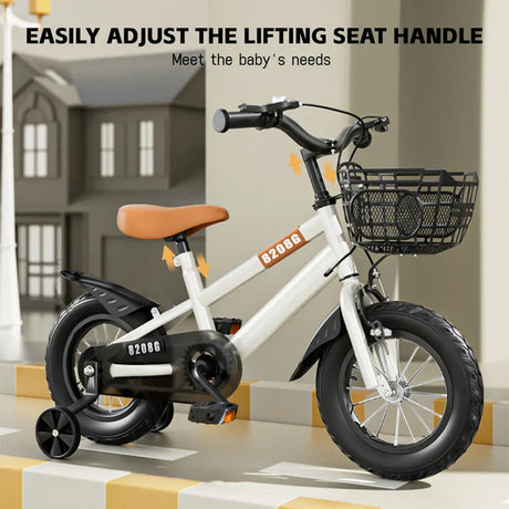 Kids Bike with Training Wheels White 3 to 7 Years
