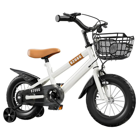 Kids Bike with Training Wheels White 3 to 7 Years