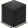 Black interlocking EVA foam fitness floor tiles joined together