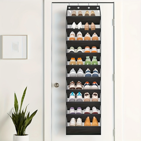 Tatyoon Over the Door Shoe Organiser, Black 20 Pairs