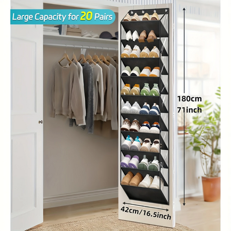 Tatyoon Over the Door Shoe Organiser, Black 20 Pairs