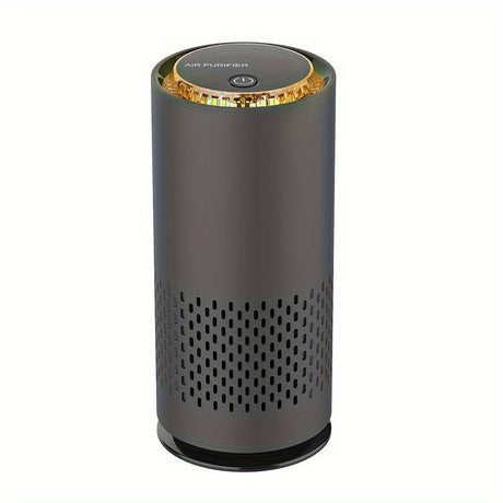 Compact black portable air purifier and ioniser, 15.2 cm tall