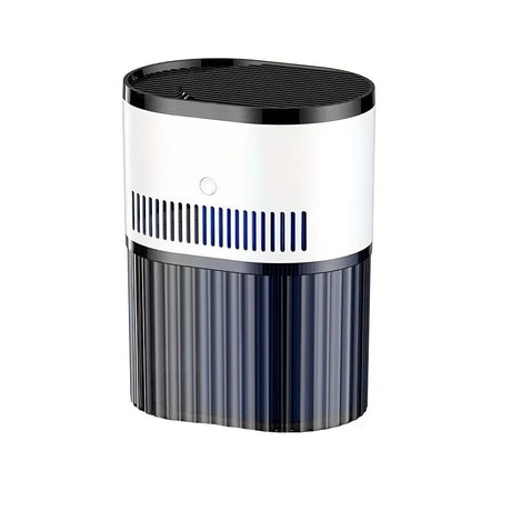 Compact air purifier and humidifier on a bedside table with night light on