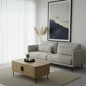 Broadford oak laminated MDF coffee table in a modern living room