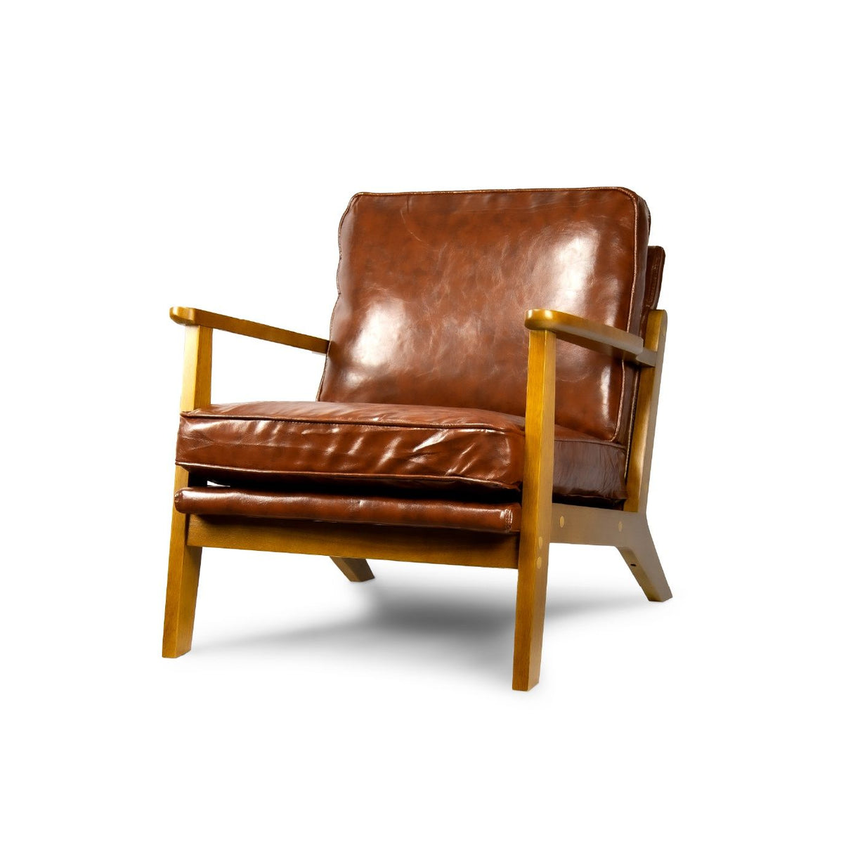 Perrys Armchair, Red Brown Faux Leather