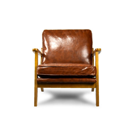 Perrys Armchair, Red Brown Faux Leather