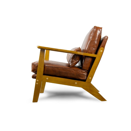 Perrys Armchair, Red Brown Faux Leather