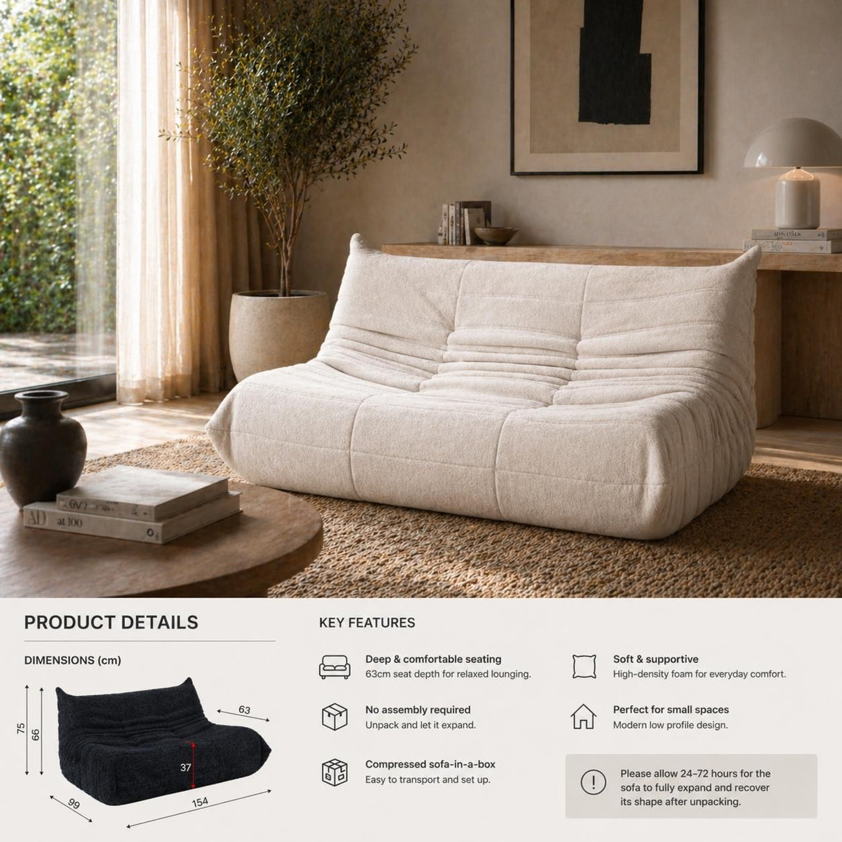 Calella 2 Seater Sofa, Beige