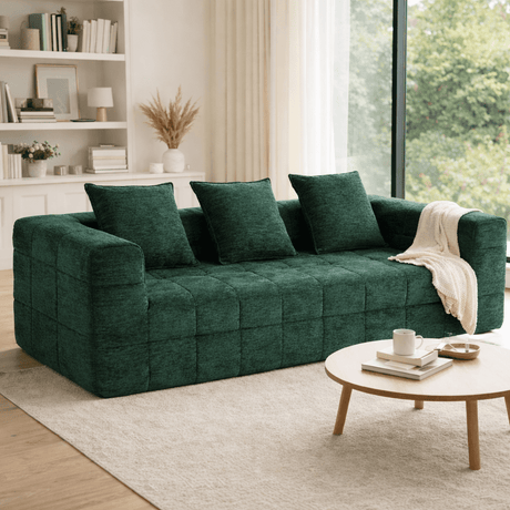 Tossa Green fabric sofa in a modern living room