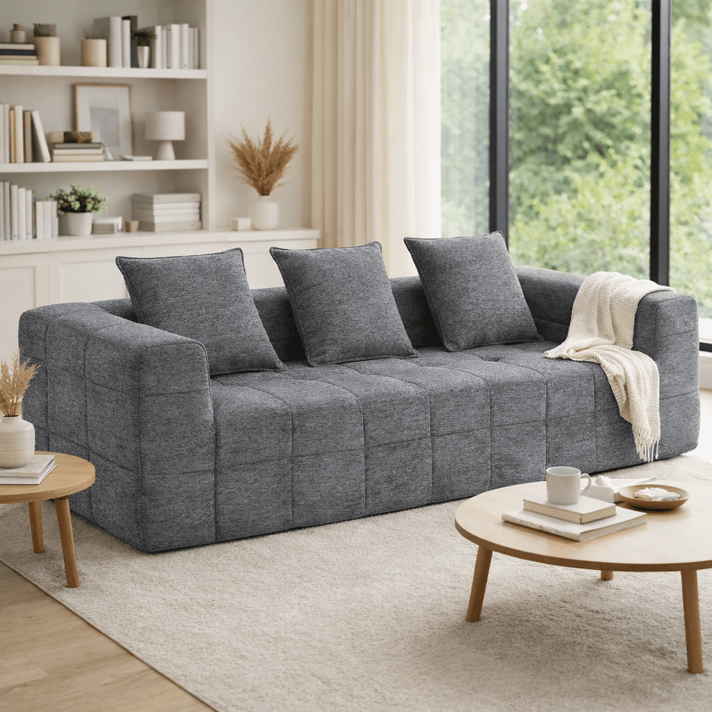 Tossa Grey fabric sofa in a modern living room