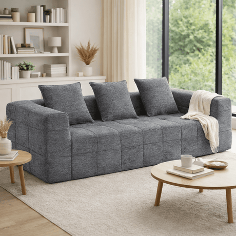 Tossa Grey fabric sofa in a modern living room
