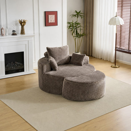 Narrowneck coffee ribbed fabric lounge chair in a modern living room