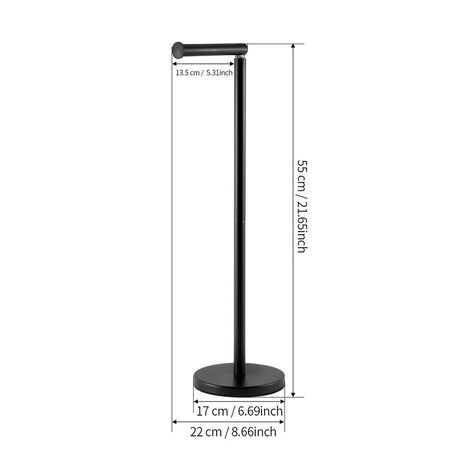 Mid tier storage rod of the stand holding spare toilet rolls