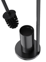Assembled black iron toilet brush and paper holder stand shown from the side