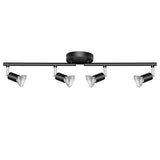 Four way black GU10 swivel ceiling spotlight track light
