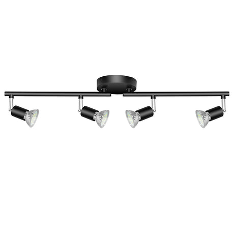 Four way black GU10 swivel ceiling spotlight track light