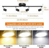 Four way black GU10 swivel ceiling spotlight track light