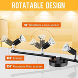 Four way black GU10 swivel ceiling spotlight track light