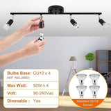 Four way black GU10 swivel ceiling spotlight track light