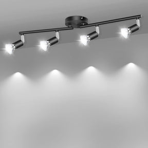 Four way black GU10 rotatable ceiling spotlight