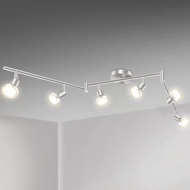Six way nickel GU10 rotatable ceiling spotlight