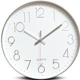 Minimalist silver wall clock 30cm front view