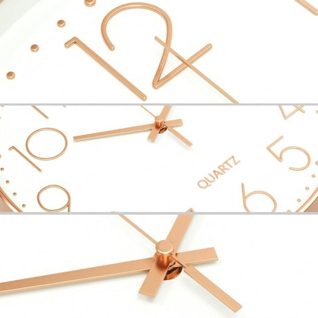 Minimalist silver wall clock 30cm dial detail