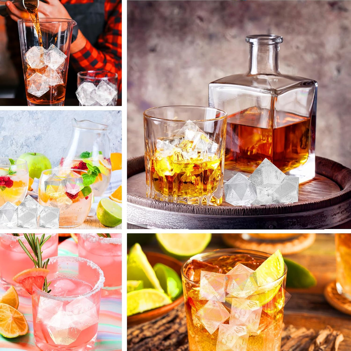 Linares Dice Ice Cube Mould, 7 Shapes, Transparent